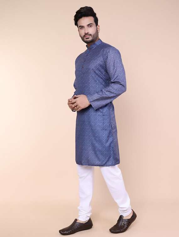 men printed mandarin neck kurta churidar ethnic wear set - 22227993 -  Standard Image - 1