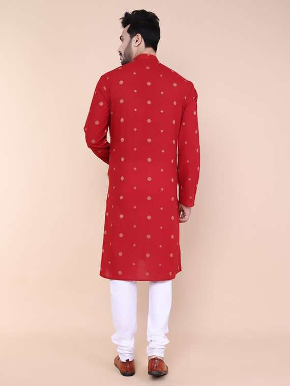 men self design long sleeve kurta churidar ethnic wear set - 22227994 -  Standard Image - 4