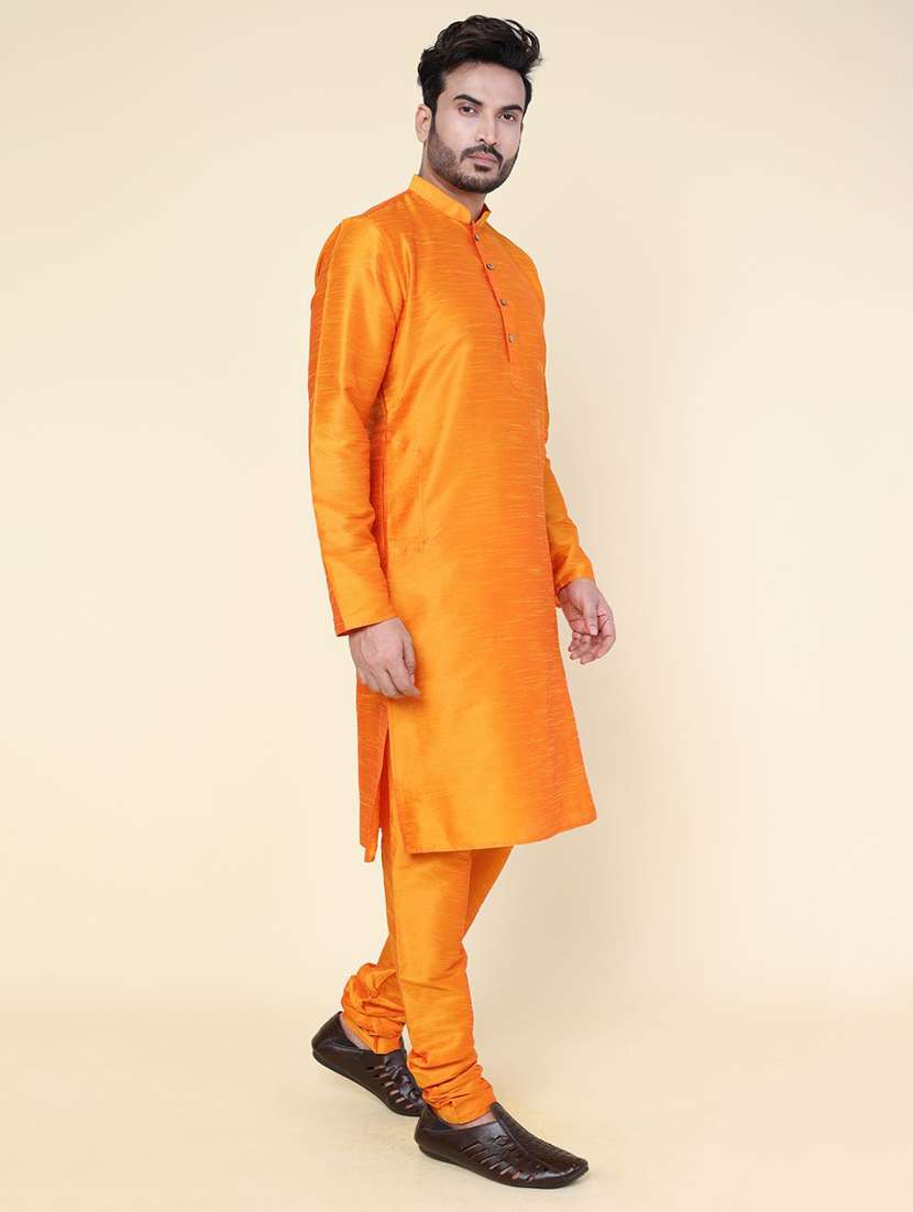 men solid long sleeve kurta churidar ethnic wear set - 22227997 -  Standard Image - 1