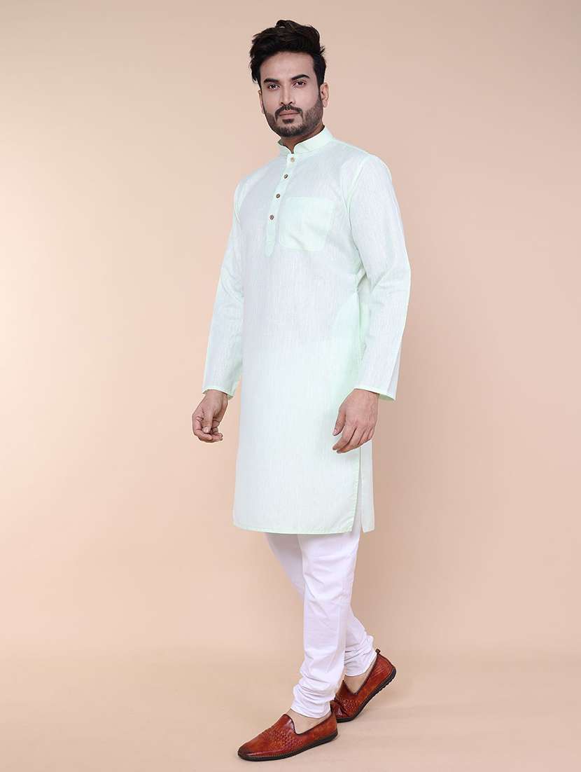 men solid long sleeve kurta churidar ethnic wear set - 22228005 -  Standard Image - 1
