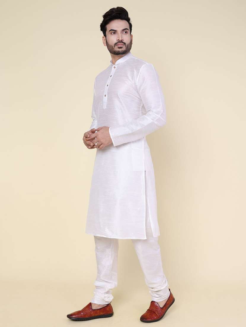 men solid long sleeve kurta churidar ethnic wear set - 22228009 -  Standard Image - 1