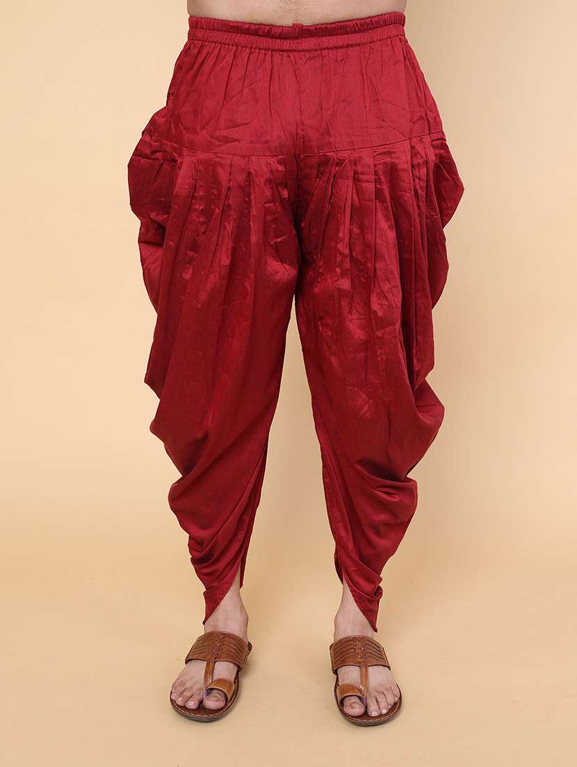 men solid mandarin neck dhoti kurta ethnic wear set - 22228024 -  Standard Image - 4