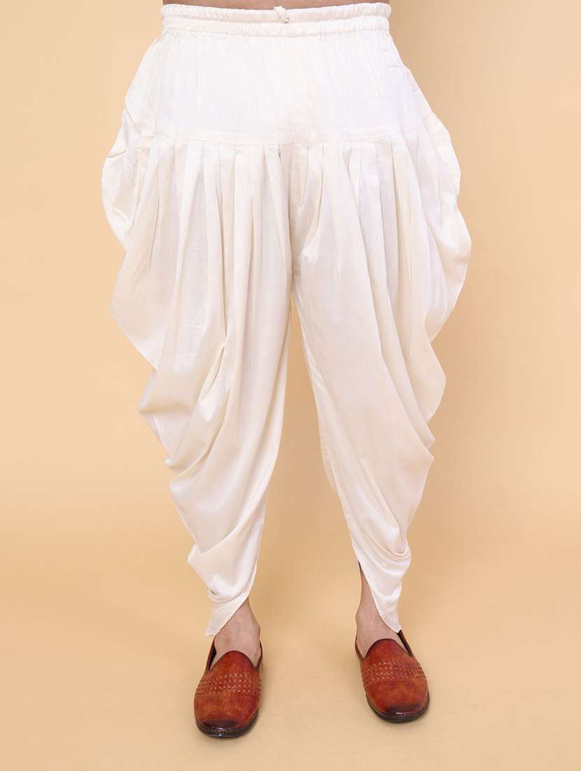 men solid mandarin neck dhoti kurta ethnic wear set - 22228027 -  Standard Image - 4