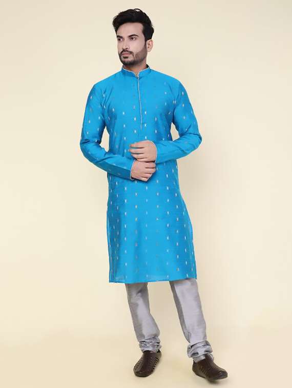 men self design long sleeve kurta churidar ethnic wear set - 22228031 -  Standard Image - 1