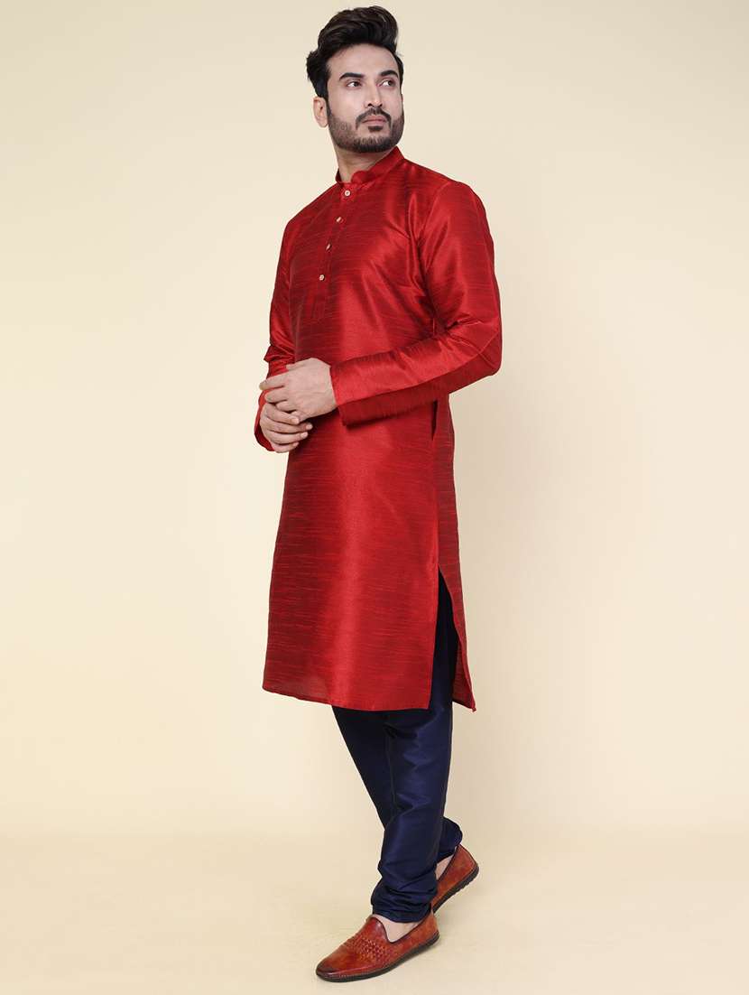 men solid long sleeve kurta churidar ethnic wear set - 22228032 -  Standard Image - 1