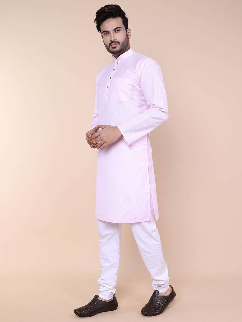 men solid long sleeve kurta churidar ethnic wear set - 22228035 -  Standard Image - 1