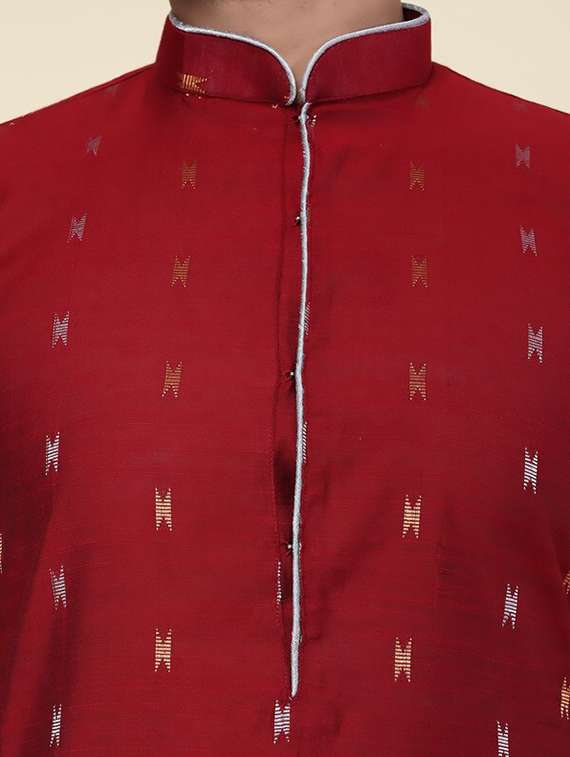 men self design long sleeve kurta churidar ethnic wear set - 22228037 -  Standard Image - 4
