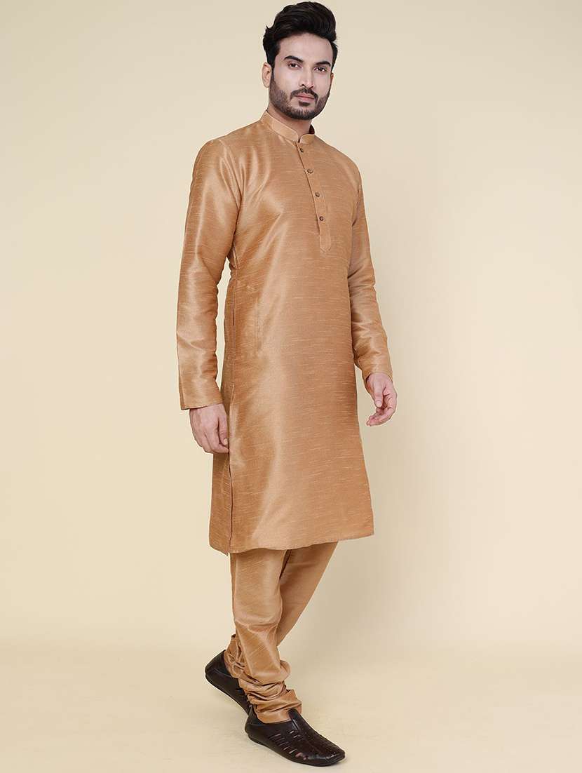 men solid long sleeve kurta churidar ethnic wear set - 22228041 -  Standard Image - 1