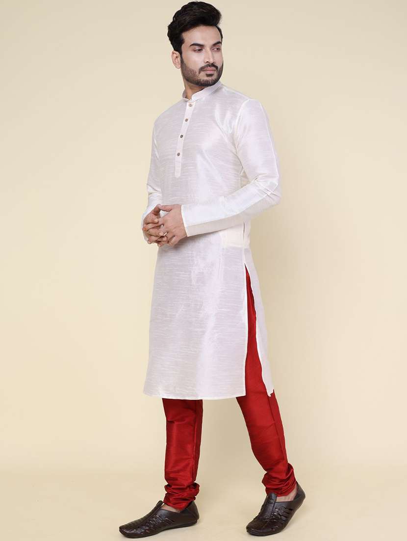 men solid long sleeve kurta churidar ethnic wear set - 22228042 -  Standard Image - 1