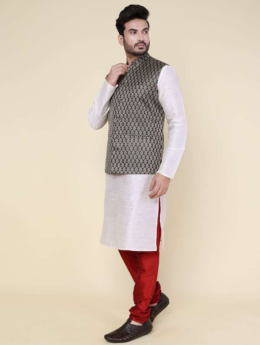 men solid mandarin neck kurta pyjama ethnic wear set - 22228044 -  Standard Image - 1