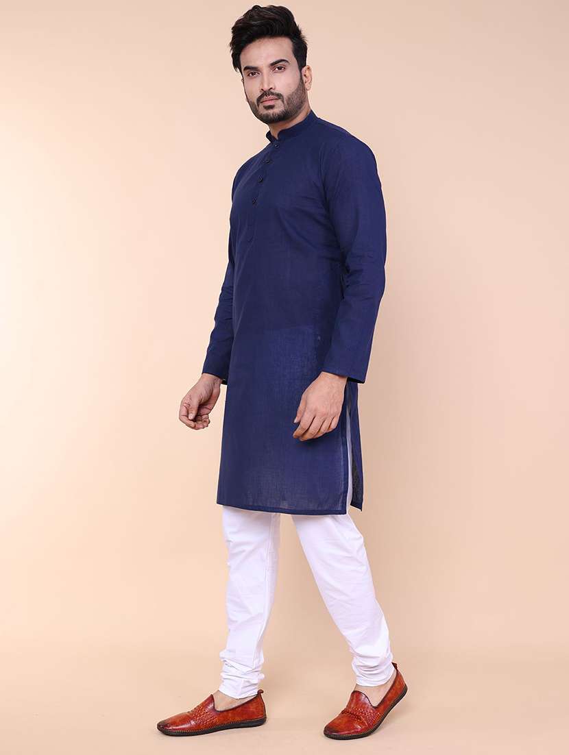 men solid long sleeve kurta churidar ethnic wear set - 22228045 -  Standard Image - 1