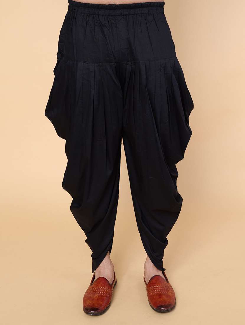 men solid mandarin neck dhoti kurta ethnic wear set - 22228050 -  Standard Image - 4