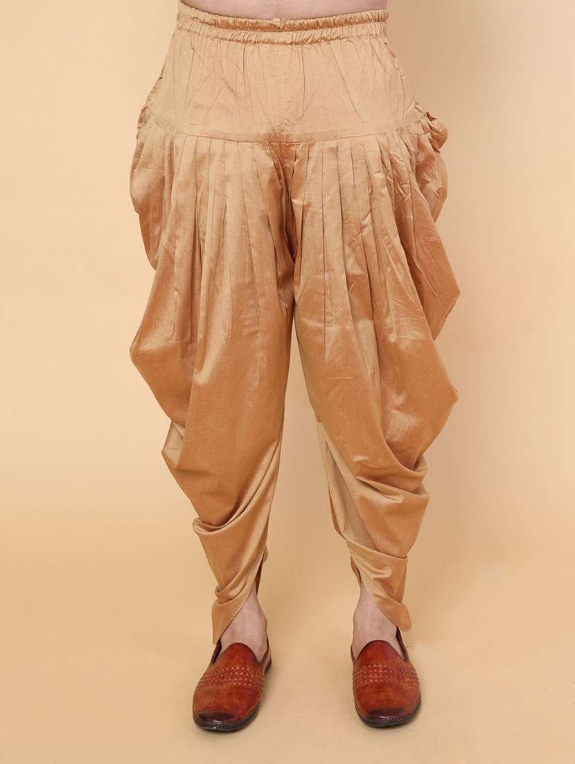 men solid mandarin neck dhoti kurta ethnic wear set - 22228057 -  Standard Image - 4