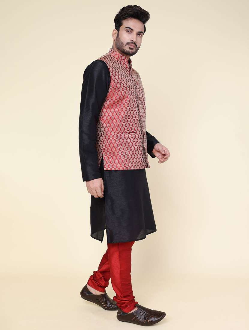 men solid mandarin neck kurta pyjama ethnic wear set - 22228062 -  Standard Image - 1