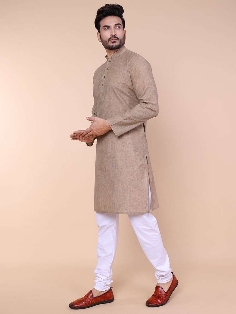 men solid long sleeve kurta churidar ethnic wear set - 22228063 -  Standard Image - 1