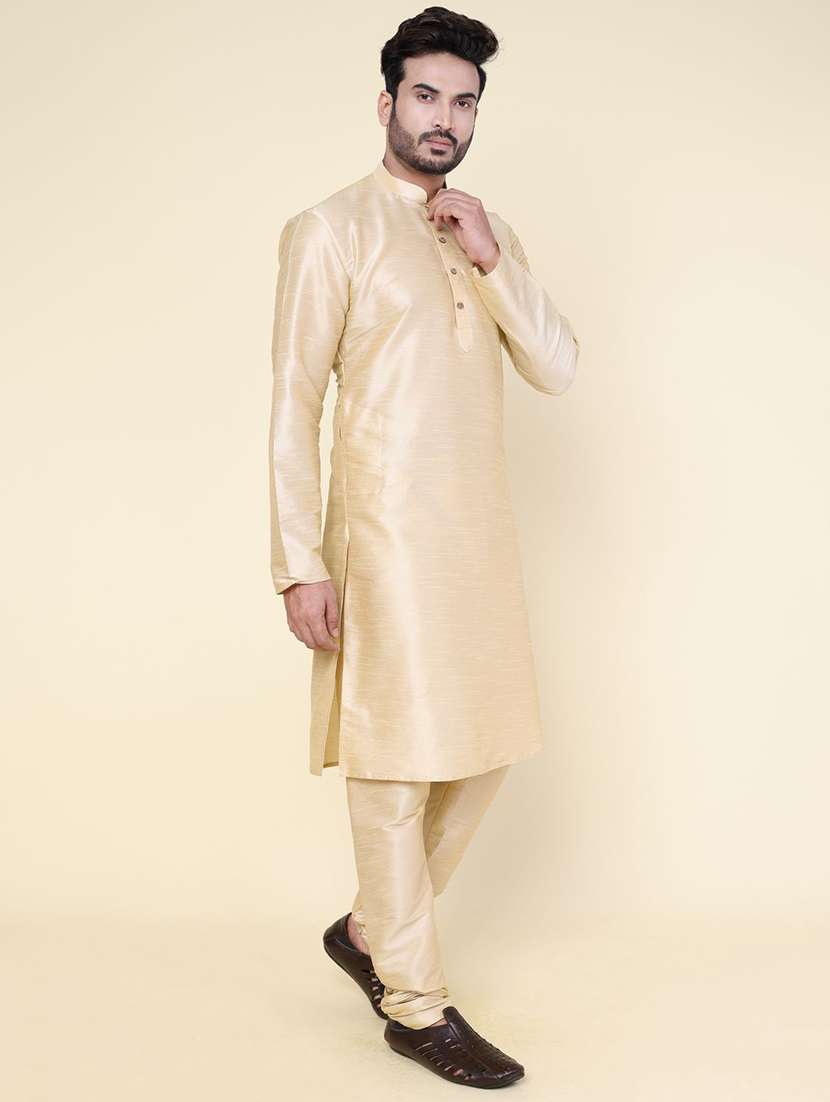 men solid long sleeve kurta churidar ethnic wear set - 22228066 -  Standard Image - 1