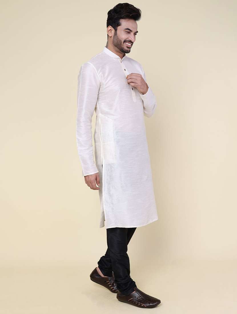 men solid long sleeve kurta churidar ethnic wear set - 22228070 -  Standard Image - 1