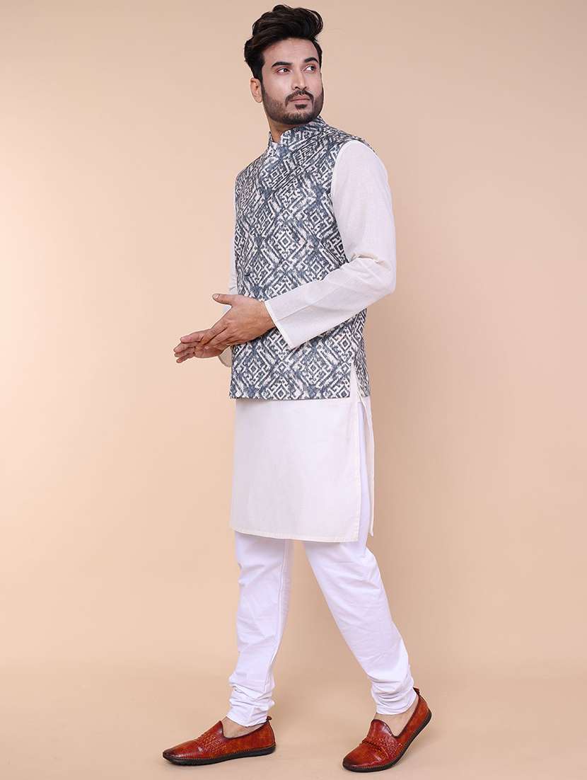 men solid mandarin neck kurta pyjama ethnic wear set - 22228071 -  Standard Image - 1