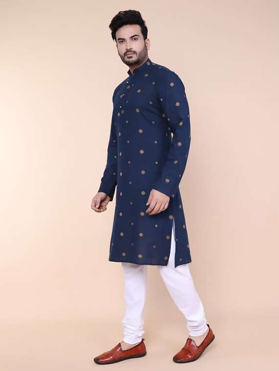 men self design long sleeve kurta churidar ethnic wear set - 22228073 -  Standard Image - 1