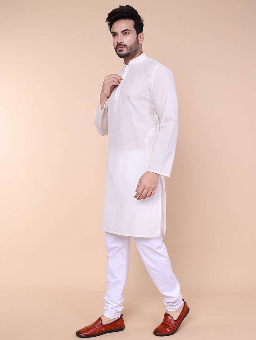 cream khadi cotton kurta pyjama ethnic wear set - 22228074 -  Standard Image - 1