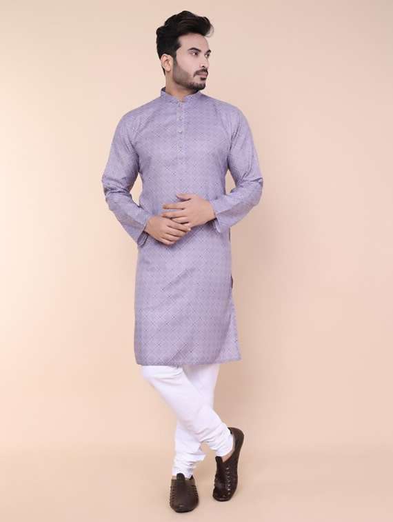 purple cotton blend kurta pyjama ethnic wear set - 22228075 -  Standard Image - 1