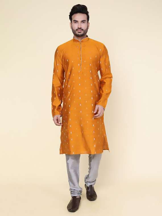 men self design long sleeve kurta churidar ethnic wear set - 22228082 -  Standard Image - 1
