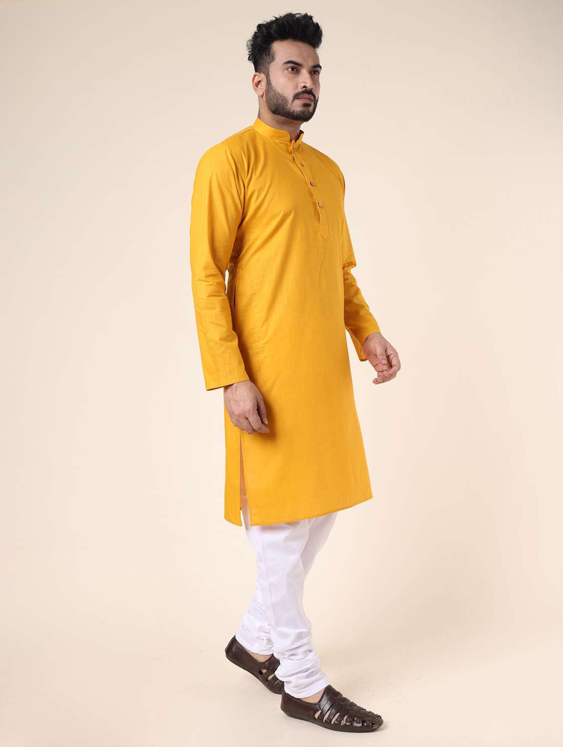 men solid long sleeve kurta churidar ethnic wear set - 22228083 -  Standard Image - 1