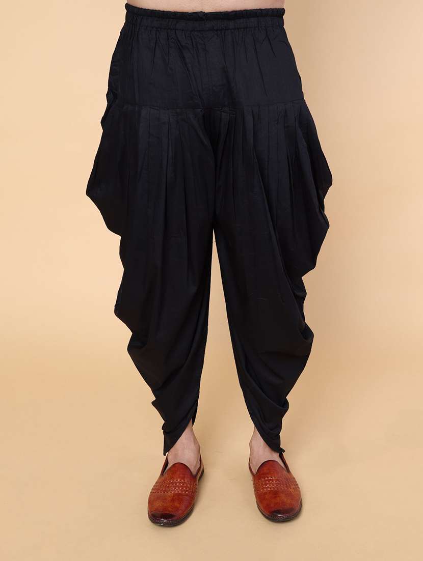 men solid mandarin neck dhoti kurta ethnic wear set - 22228084 -  Standard Image - 4