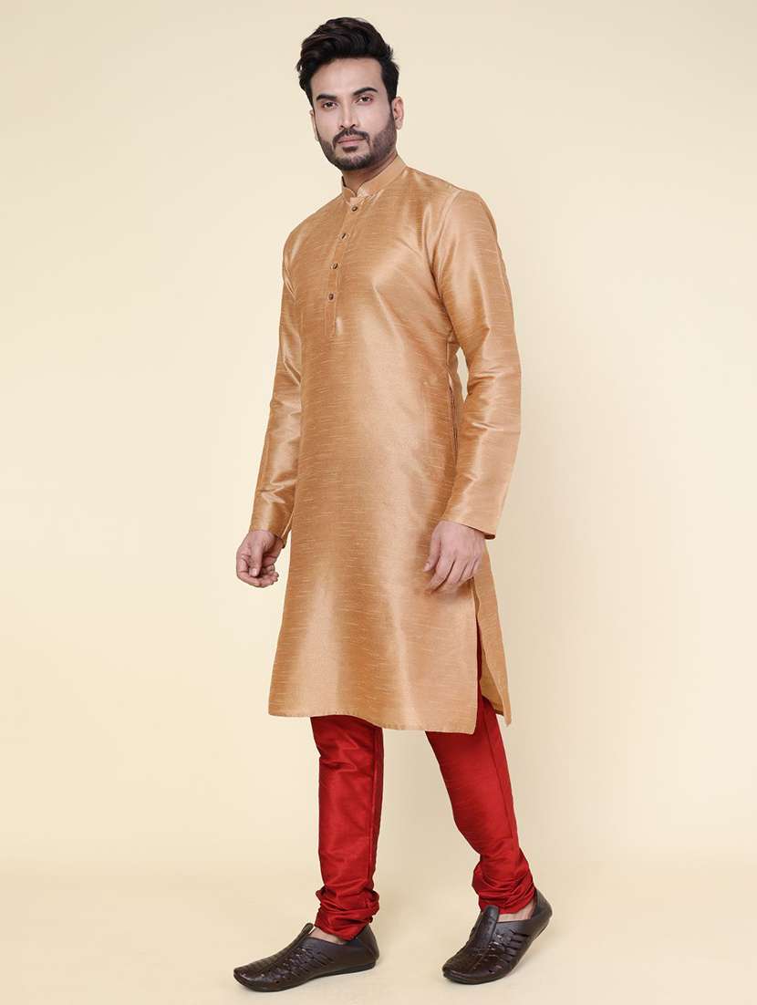 men solid long sleeve kurta churidar ethnic wear set - 22228088 -  Standard Image - 1