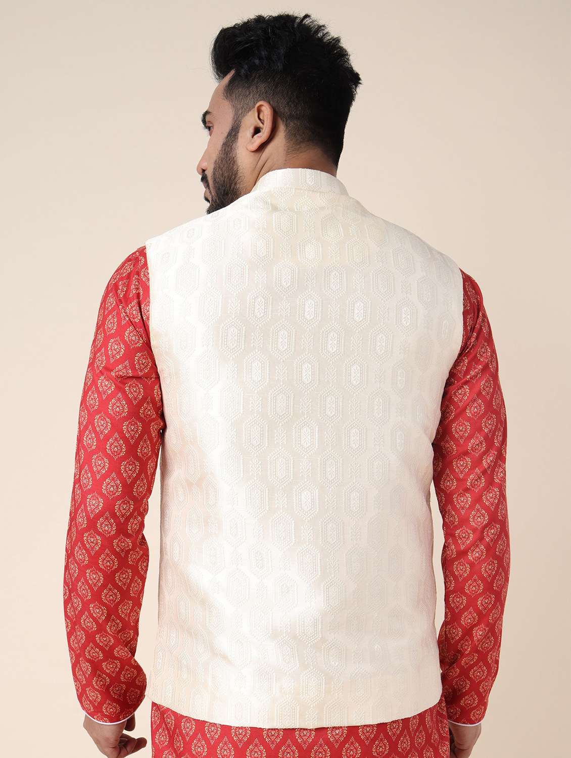 men self design mandarin neck regular fit nehru jacket - 22228097 -  Standard Image - 1
