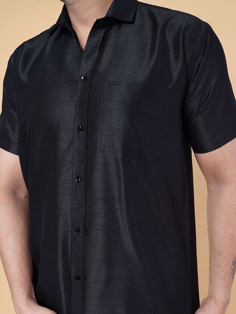 men solid short sleeve regular fit casual shirt - 22228113 -  Standard Image - 4