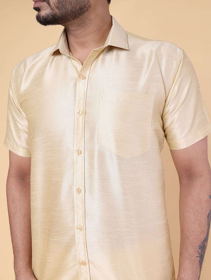 men solid short sleeve regular fit casual shirt - 22228114 -  Standard Image - 4