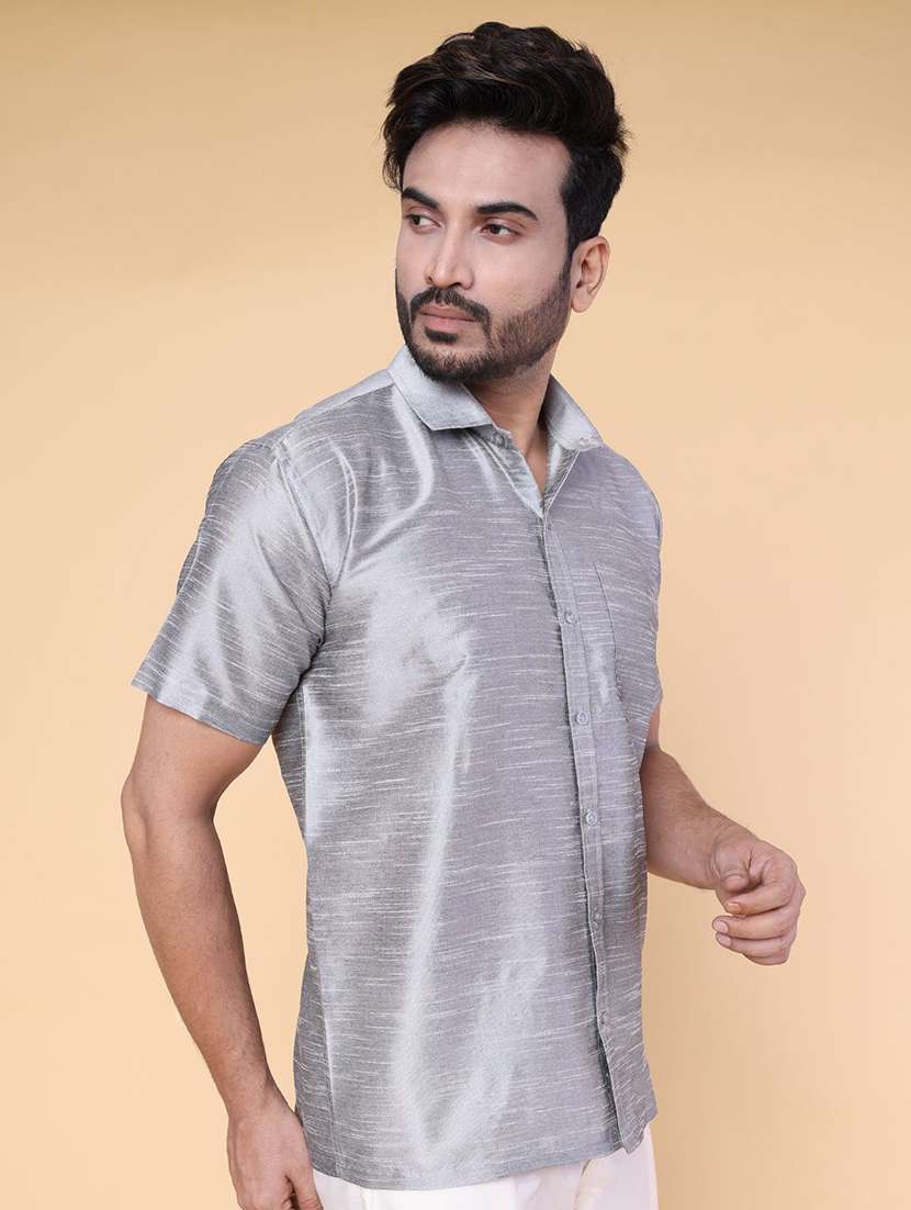 men solid short sleeve regular fit casual shirt - 22228115 -  Standard Image - 1