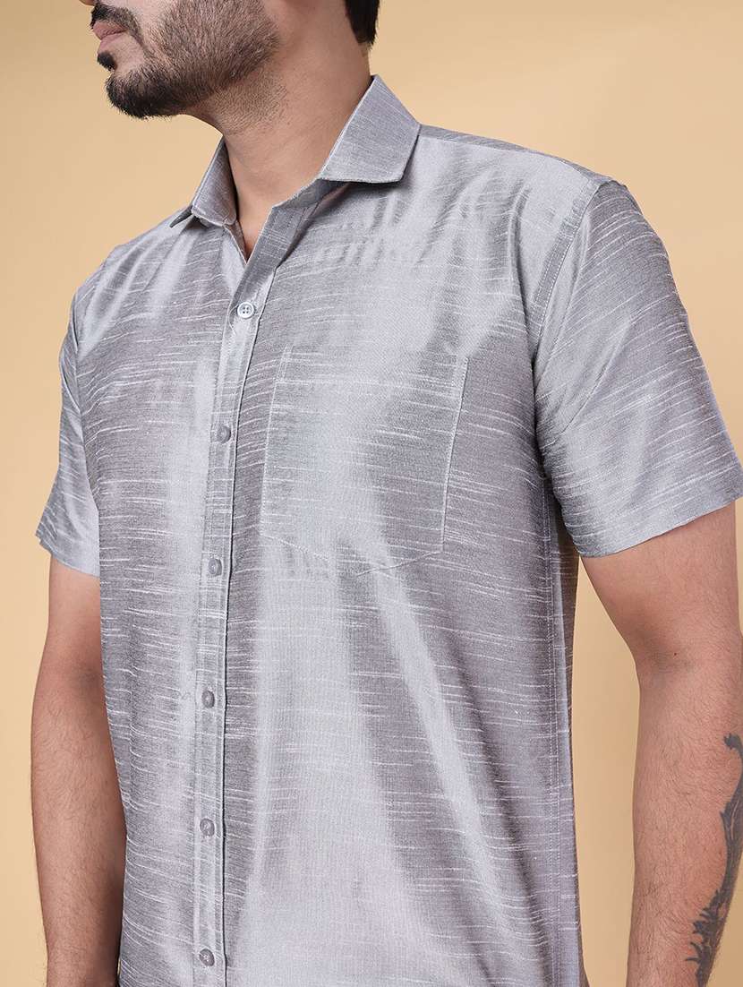 men solid short sleeve regular fit casual shirt - 22228115 -  Standard Image - 4