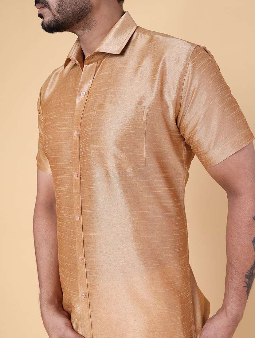 men solid short sleeve regular fit casual shirt - 22228118 -  Standard Image - 4