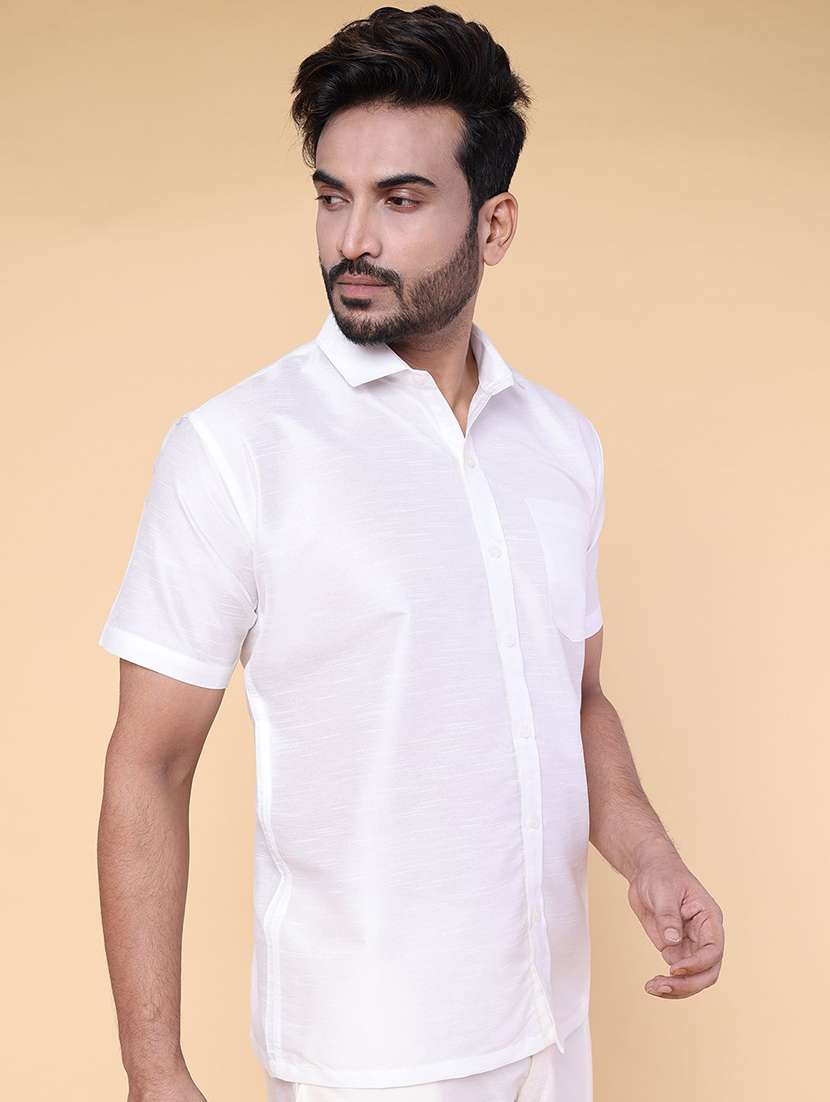 men solid short sleeve regular fit casual shirt - 22228119 -  Standard Image - 1