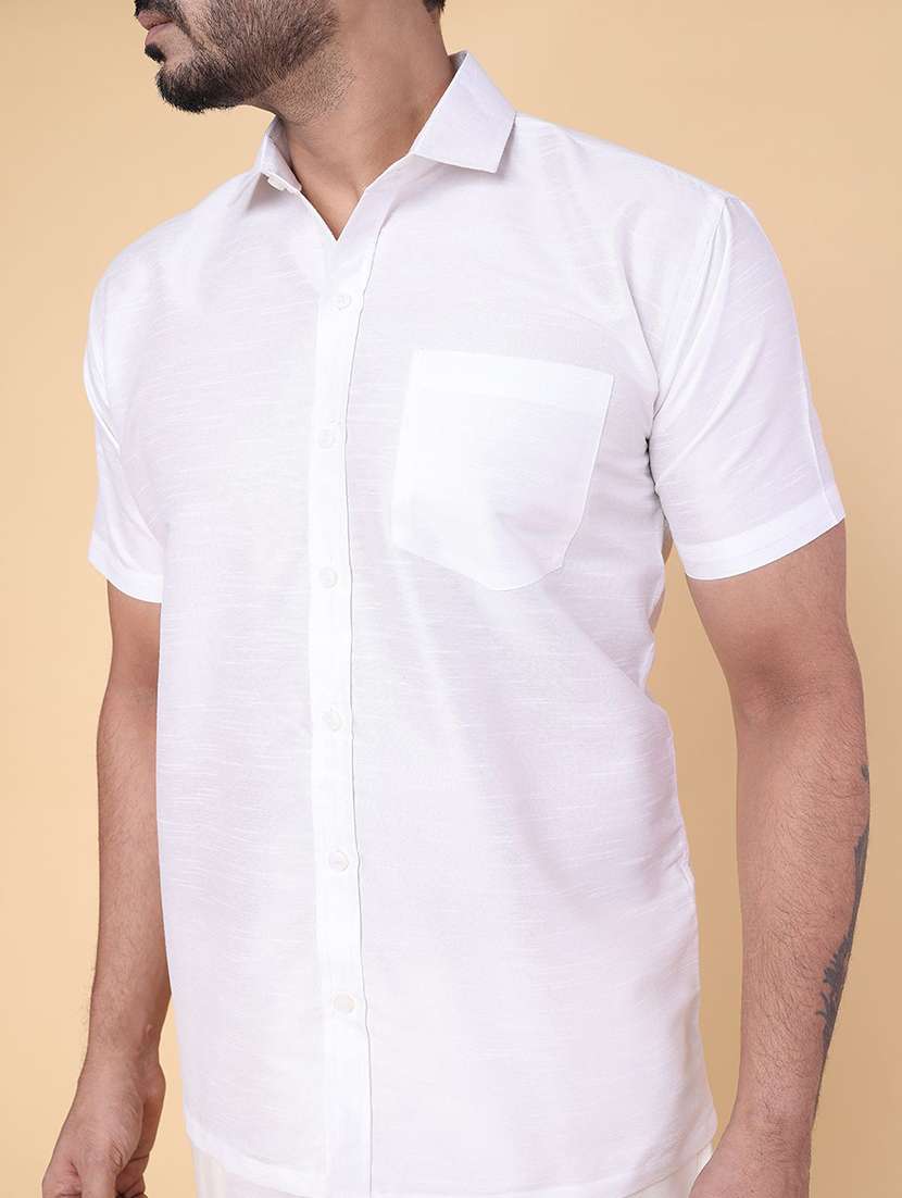men solid short sleeve regular fit casual shirt - 22228119 -  Standard Image - 4