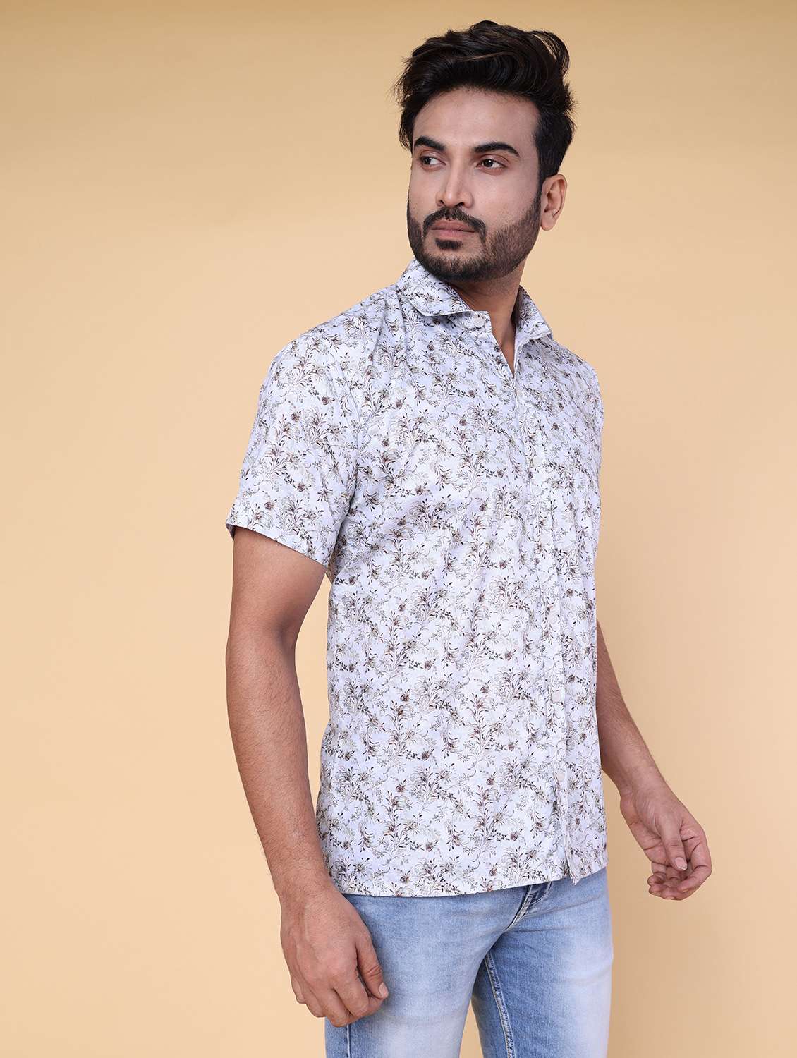 men floral short sleeve regular fit casual shirt - 22228121 -  Standard Image - 1