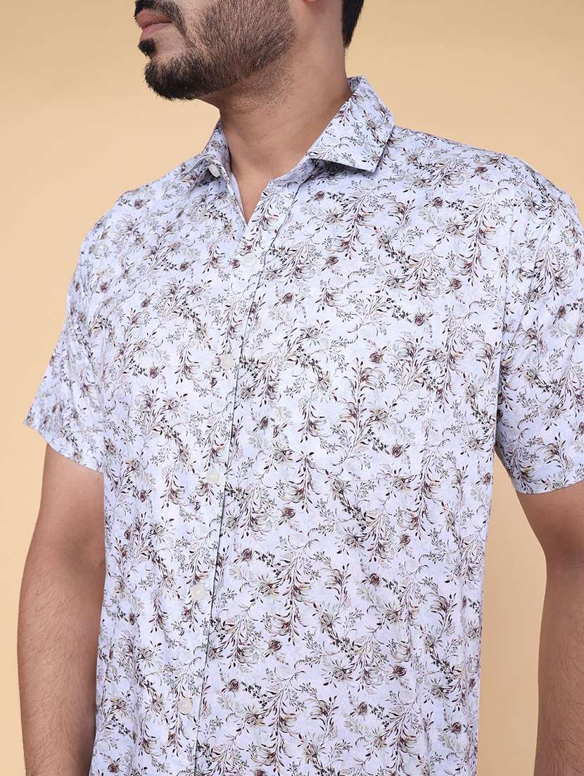 men floral short sleeve regular fit casual shirt - 22228121 -  Standard Image - 4