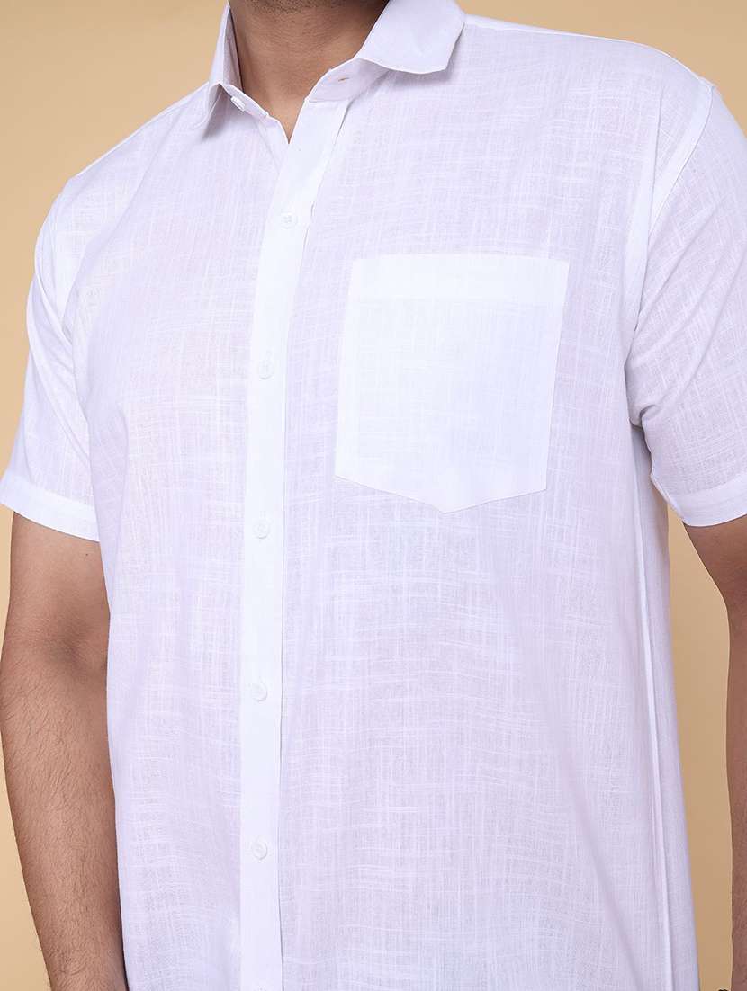 men solid short sleeve regular fit casual shirt - 22228122 -  Standard Image - 4