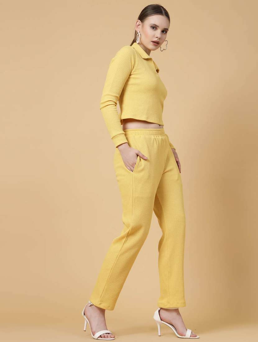 women solid top and trouser co-ord set - 22228178 -  Standard Image - 1