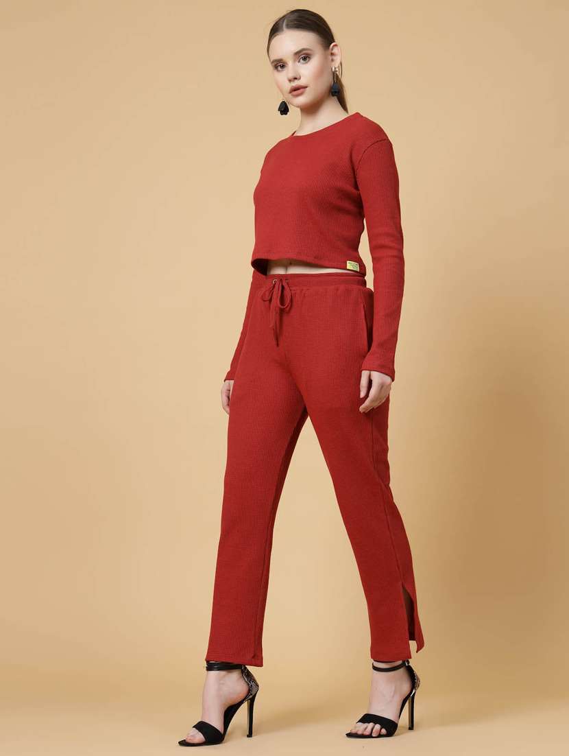 women solid top and trouser co-ord set - 22228181 -  Standard Image - 1