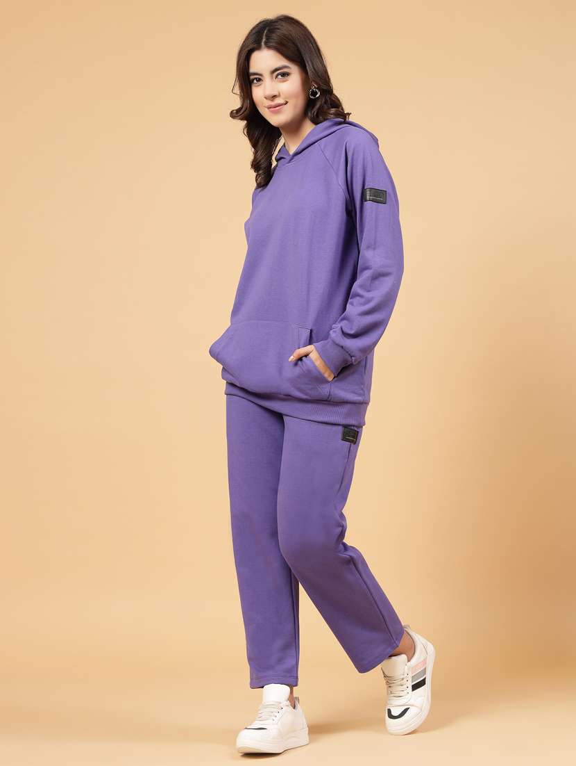 women solid sweatshirt and trouser co-ord set - 22228184 -  Standard Image - 1