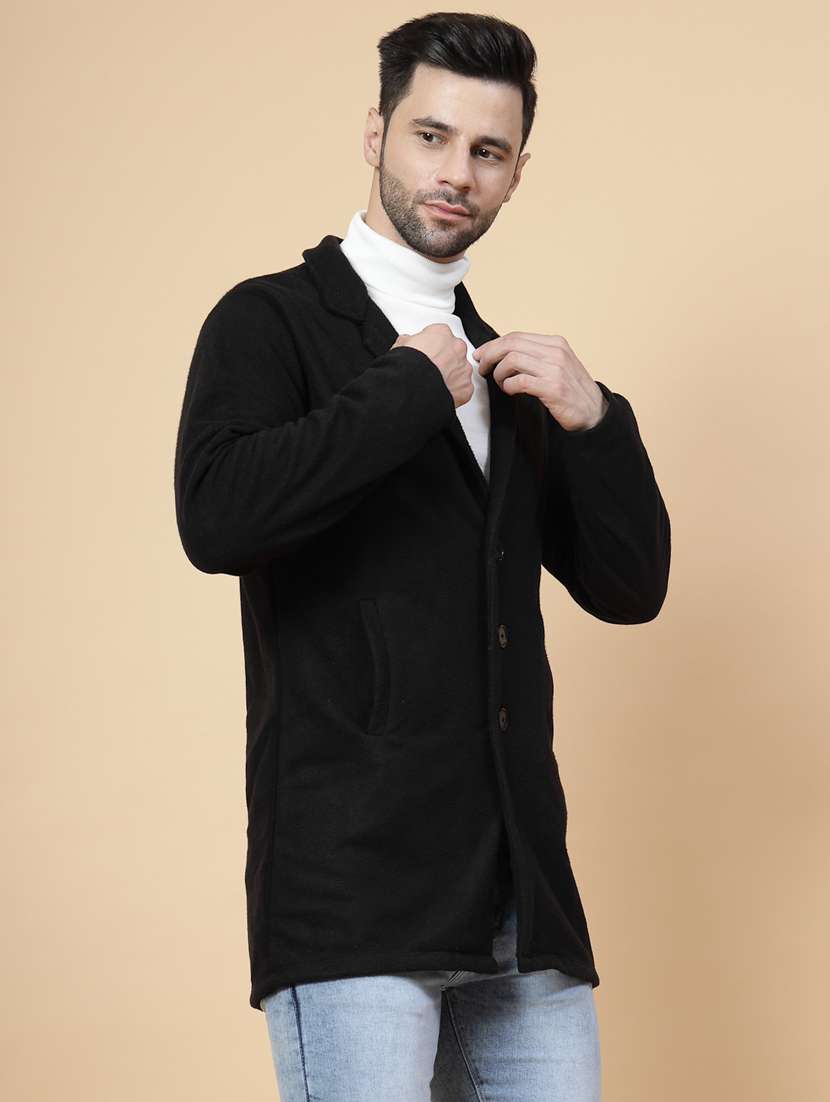 men solid lapel collar overcoat - 22228223 -  Standard Image - 1