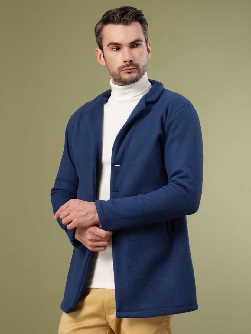 men solid lapel collar overcoat - 22228226 -  Standard Image - 1