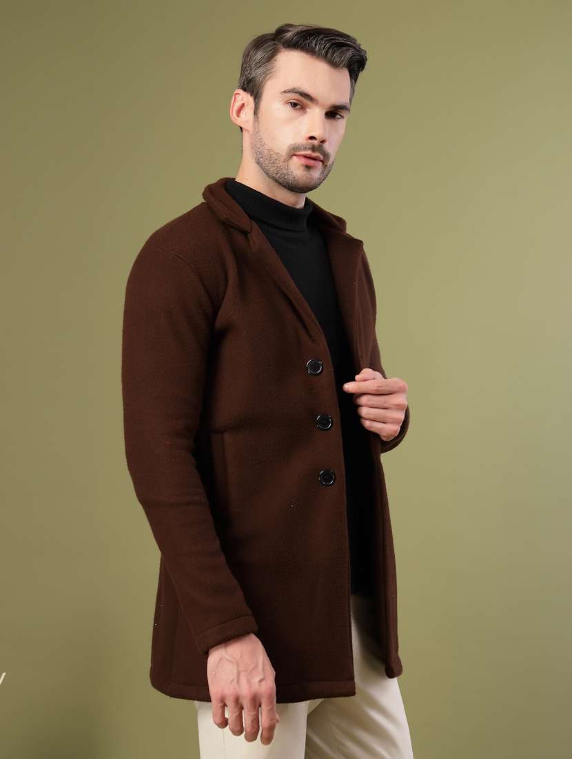 men solid lapel collar overcoat - 22228227 -  Standard Image - 1