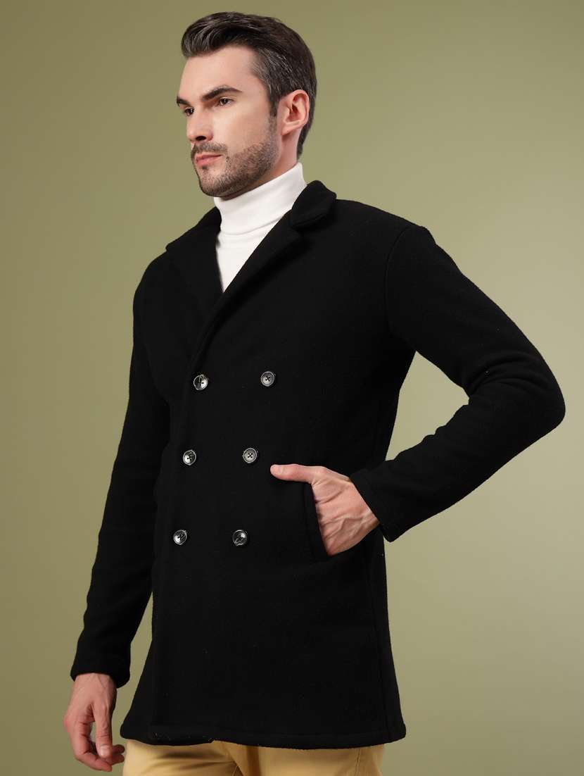 men solid lapel collar overcoat - 22228228 -  Standard Image - 1