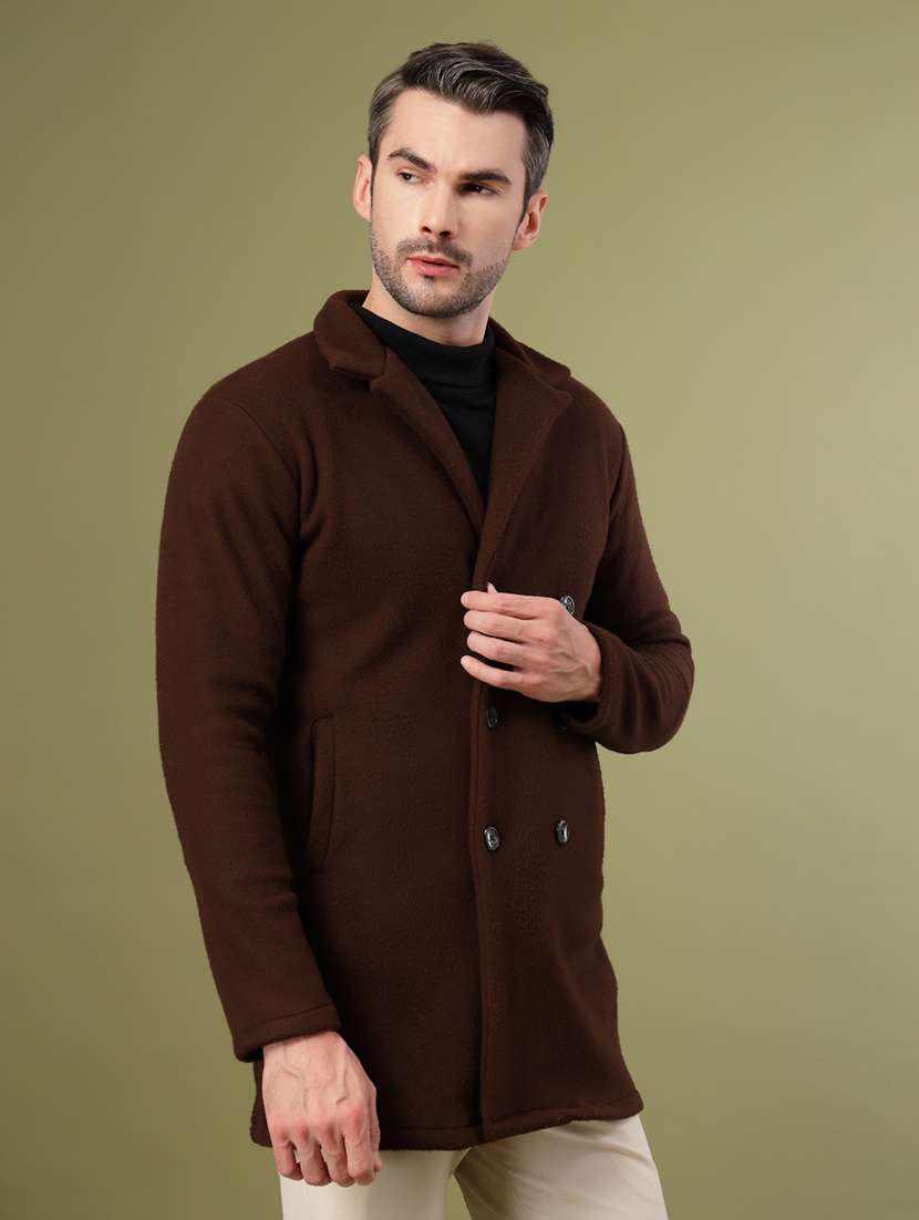 men solid lapel collar overcoat - 22228229 -  Standard Image - 1