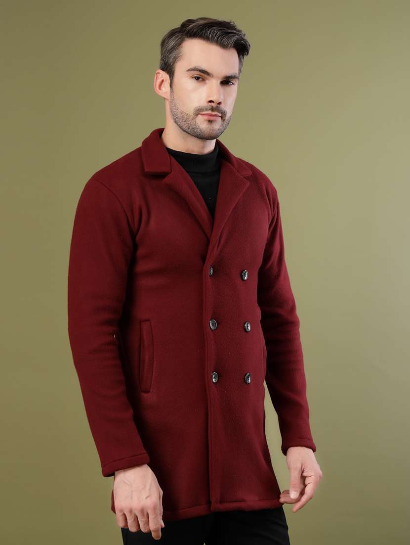 men solid lapel collar overcoat - 22228231 -  Standard Image - 1