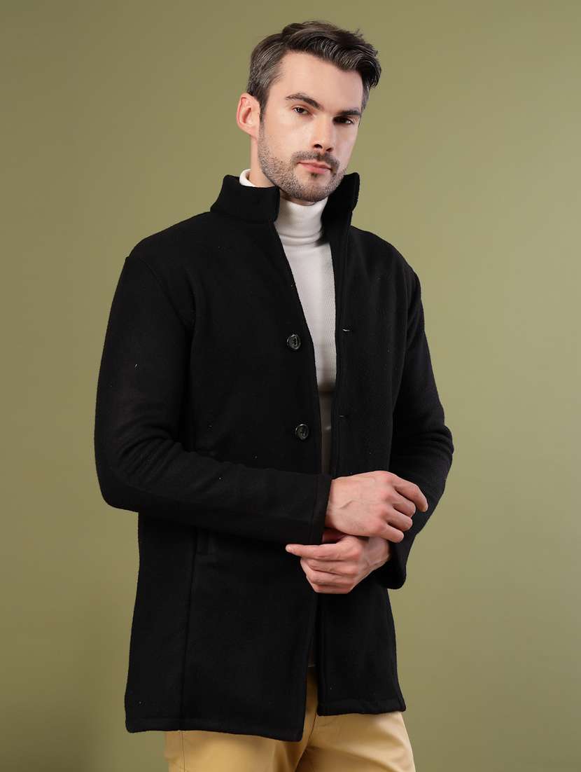 men solid lapel collar overcoat - 22228233 -  Standard Image - 1